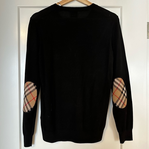 Burberry Sweaters - Authentic Burberry Sweater. Black with Burberry fabric stitched elbows!